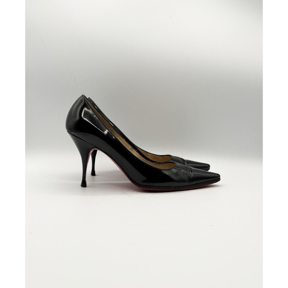 Christian Louboutin Black Patent Leather Pointed Toe Stiletto Heels Size EU 36.5
